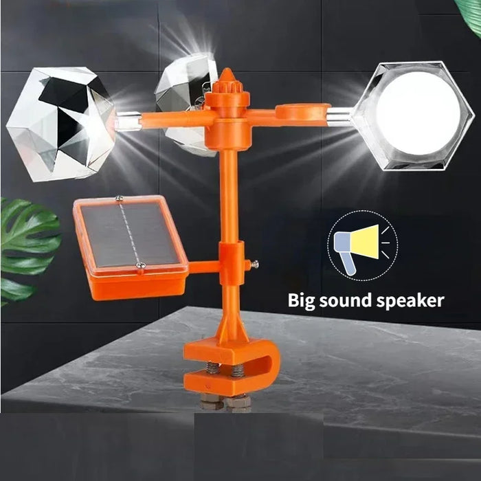 Solar Bird Repellent 3-in-1 | Ultrasonic, Flash & Wind Pest Control for Garden