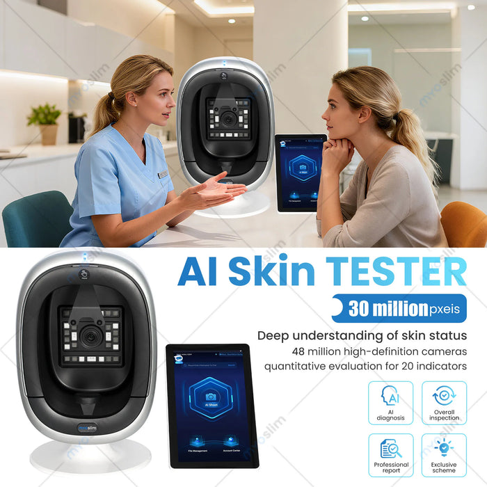 AI Skin Analyzer | 30MP 9-Spectrum 180° Auto Capture with 18 Skin Indicators