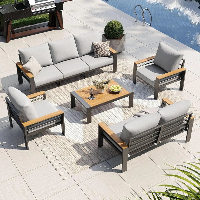 Patio Furniture Set, Aluminum Outdoor Furniture with Oversized Seats, Custom